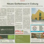 Coburger Tageblatt, 10.-11. 7. 21, Neues Gotteshaus in Coburg