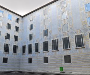 Restaurierung der Sgraffito-Fassade - Regierung von Unterfranken