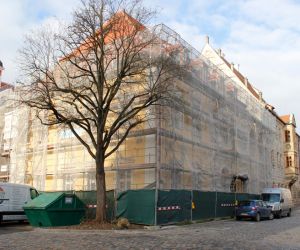Stuckrestaurierung an der Fassade des Landgerichts Amberg